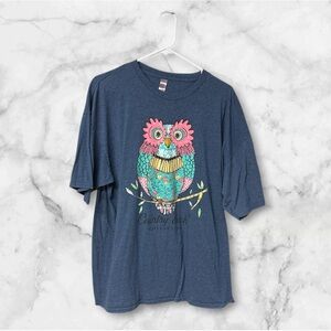 Country Chick collection colorful Owl Graphic blue T-Shirt size XL